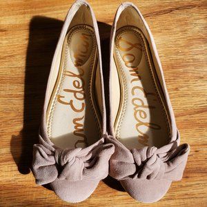 Sam Edelman Suede Bow Pale Pink/Taupe Flats